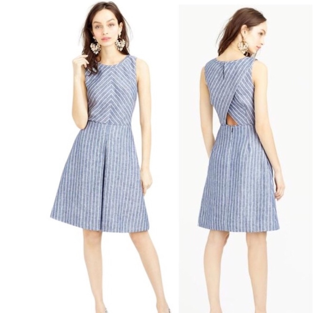 j.crew linen chevron striped dress (Size 2)